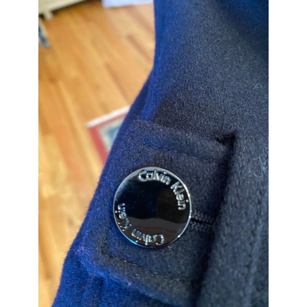 Calvin Klein Women's Navy Wool Blend Zip Front Trench Coat Jacket Size 10‎ - Picture 15 of 16